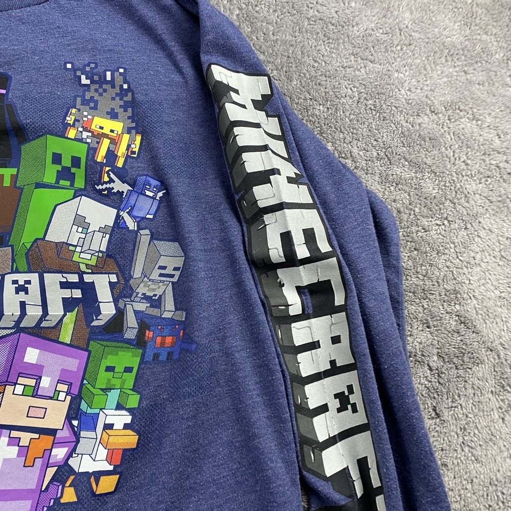 Minecraft Creeper Enderman Ghast Characters Boys Medium 10/12 Blue Long Sleeve - Picture 4 of 13